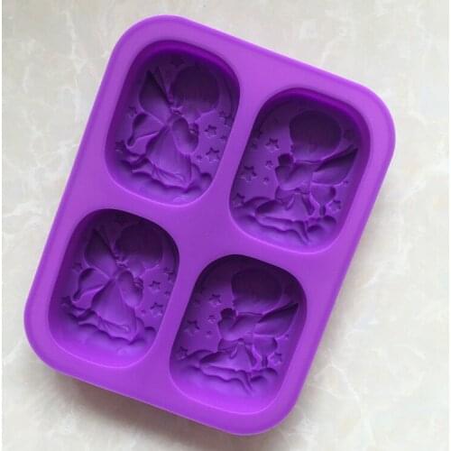 4-Cavity Male and female angels Handmade soap mold Silicone cake mould Clay candle mould