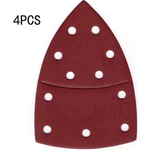 4Pcs 105*152mm Red Triangle Sandpapers Sheets 11 Hole Flocking Grinding Disc Self-adhesive Polishing For Removal Rough Flaking