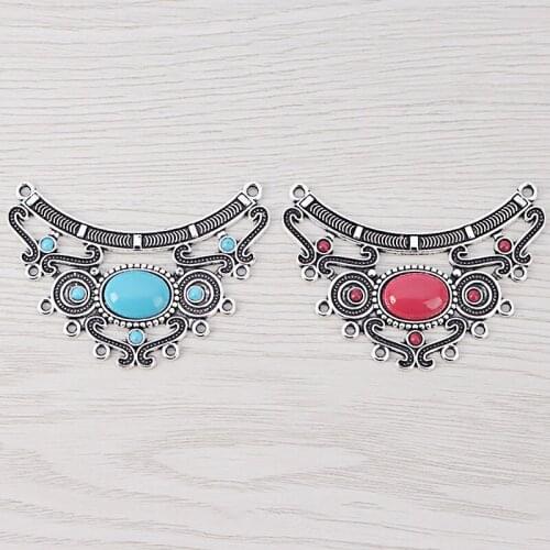 6 x Tibetan Silver Boho Large Chandelier Multi Strand Connector Charms Pendants for Necklace Jewelry Making 64x34mm