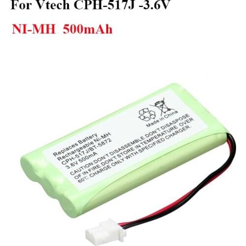 High Quality New arrival Cordless Phone Rechargeable Battery3.6 V 500 mAh for Vtech CPH-517J BT-5872