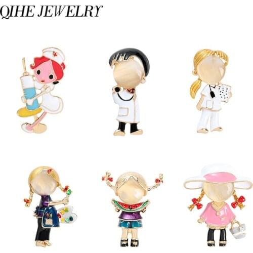 Opal Enamel Doctor Brooches Painter Nurse Badges Stethoscope Jewelry Accessories Hospital Office Medical Students Gifts 2021 NEW