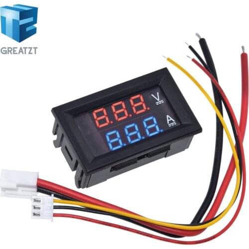 DC 0-100V 10A Digital Voltmeter Ammeter Dual Display Voltage Detector Current Meter Panel Amp Volt Gauge 0.28" Red Blue LED