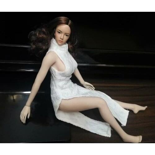 12 Inch Action Figure Accessories 1/6 Female Soldier Sexy Dress Cheongsam Skirt Soldier White Cheongsam Model
