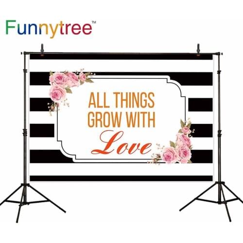 Funnytree background photography floral Birthday Baby shower Black white stripes Love backdrops photocall camera photophone