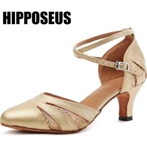 Hipposeus Ballroom Dance-Shoes Women Girls Latin Salsa Tango Modern Dancing Shoes Ladies Party Soft Bottom Dance Shoes Thin Heel
