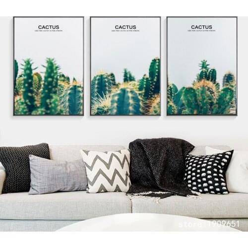 Cotton no frame modern green cactus landscape canvas printings oil painting printed on cotton home wall art decoration pictures