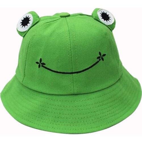 Women Men Sun Cap Bucket Hat Daily Portable Foldable Summer Autumn Cute Frog Shape Fashion Linen Outdoor Adults Children