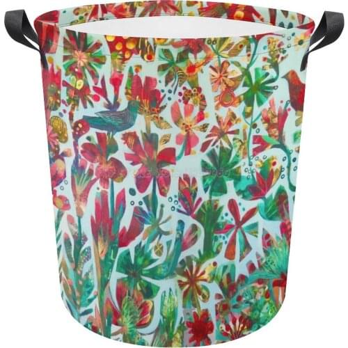 Candy Foldable Laundry Basket Art Waterproof Childrens Toy Basket Tunic Dirty Clothes Basket Organizer Bird Flowers Estemacleod