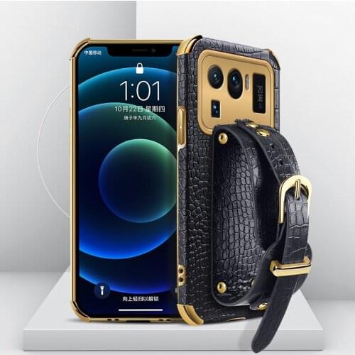 Crocodile Leather Case For Xiaomi Mi 11 Ultra mi11 lite 5g Holder Cover Case for Xiaomi Mi11 Ultra Mi11 Pro Wrist Strap Coque