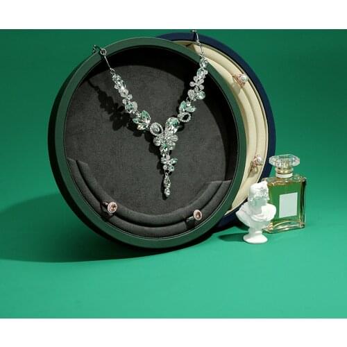 10 inch PU Leather Round Shape Jewelry Display Tray Empty Storage Tray