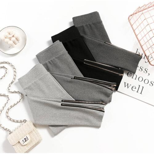 Fashion Slim Stretch Leggings Women Autumn All-Match Gray Black Cotton Pants Women Pantalones Casual Skinny Legging Femme C7442