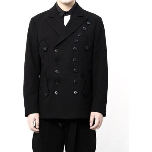 Mens new classic simple mens fashion trend hair stylist multi-button dark multi-breasted double-breasted design leisure suit