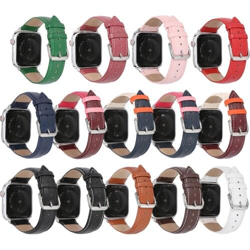 Soft Leather Strap for Apple Watch iWatch 6 5 4 3 2 1 SE 38mm 42mm 40mm 44mm Men Women Colorful Replacement Bracelet Wrist Band