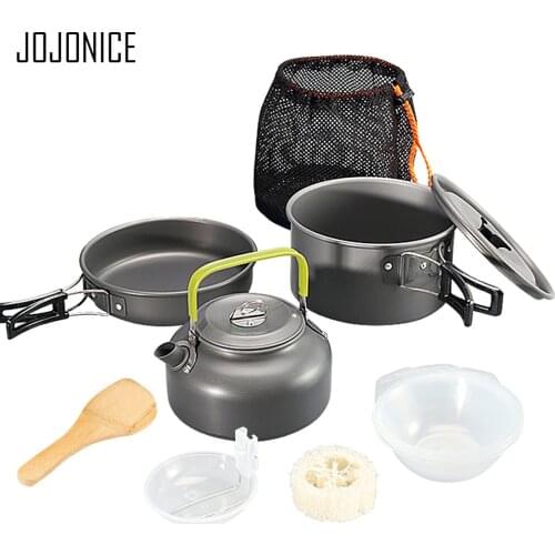 Camping Cookware Set Outdoor Nonstick Portable Cooking Kit Water Kettle Pan Pot Travelling Hiking Picnic BBQ Tableware Equipment