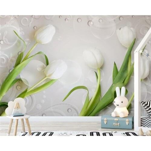 Beibehang Custom wallpaper mural modern minimalistic nature floral tulip background wall wallpaper for walls 3 d papier peint