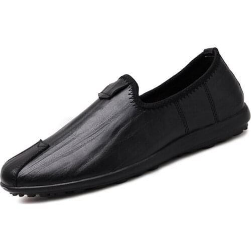 2020 New Spring Autumn Men Leather Casual Shoes Comfortable Genuine Leather Men Driving Shoes Big Size 46 Male Loafers