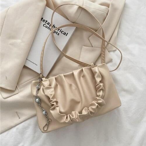 2021 New Trend Fashion Handbags For Women Soft Pu Leather Simple Cloud Bag Designer Chain Pleated Female Shoulder Crossbody Bag