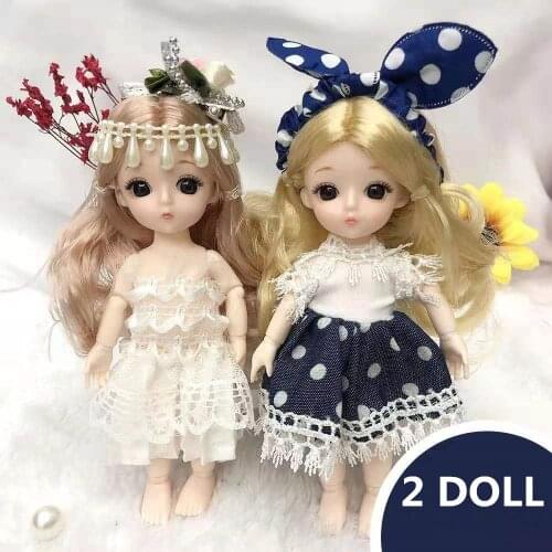 New 16 cm BJD Mini Doll 13 Movable Joint Girl Baby 3D Big Eyes Beautiful DIY Toy Doll With Clothes Dress Up 1/12 Fashion Doll