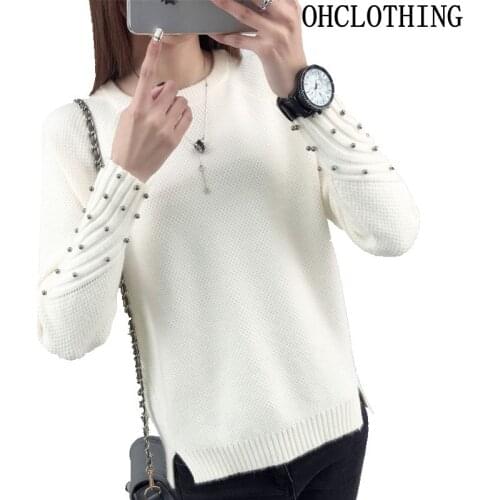OHCLOTHING 2019 new spring Korean Short all-match winter sweater knitted shirt with long sleeves loose women sweater pullover