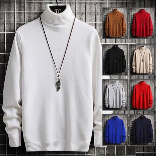 New Winter Cashmere Warm Sweater Men Turtleneck Mens Pullover Patchwork Slim Fit Sweaters Tops Knitted Mens Christmas Jumper