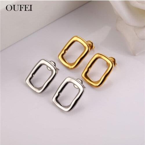 OUFEI Stud Earrings Female Stainless Steel Jewelry Woman Accessories Korean Earings Fashion Jewelry Gifts For Women