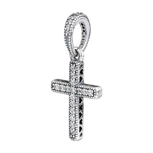 Classic Cross Pendant Clear CZ Beads For Original 925 Silver Bracelets Silver Beads For Jewelry Making Female DIY Charms