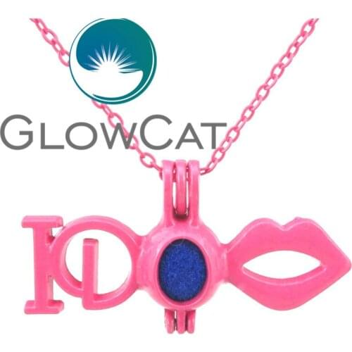 RR499 Hot Pink "I Do" Oyster Pearl Beads Cage Essential Oil Diffuser 18'' Necklace Locket Cage Girl Boys Wedding Party Jewelry