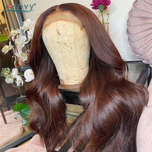 Brown Chocolate Colored Lace Front Wigs Human Hair Body Wave Frontal Wig Human Hair Wigs Pre Plucked Brazilian Remy Hair 180