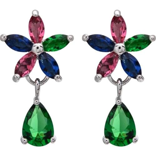 Sweet and romantic horse eye zircon flower earrings for women/girls jewelry ER-238