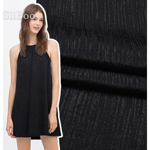 American style black stripe embossed heavy crepe 100% Silk fabric for dress silk tissue tejido tela for sewing 19mm SP4022