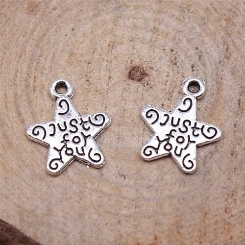 WYSIWYG 50pcs 14x12mm Double Sided Just For You Star Charm Star Charms Just For You Just For You Star Charms