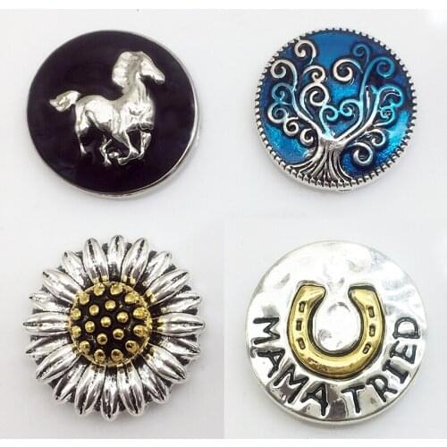 XHB2671 tree of life sunflower horse MAMA TRIED 18mm Metal Snap button DIY jewelry