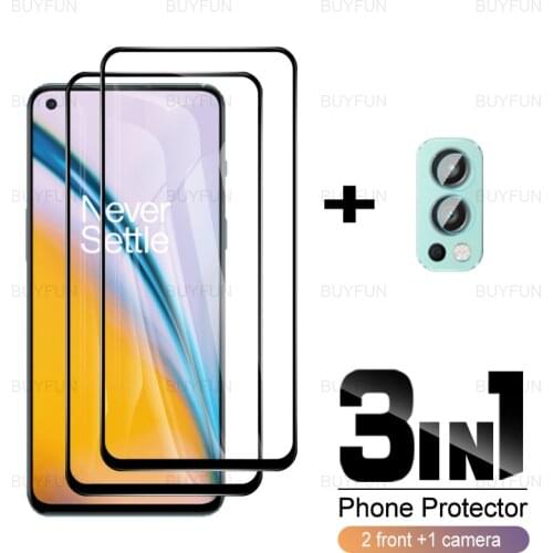 3in1 Black Edge Glass On For OnePlus Nord2 5G 6.43inch Safety Protective Tempered Glass For one plus 1+ nord 2 5g camera film