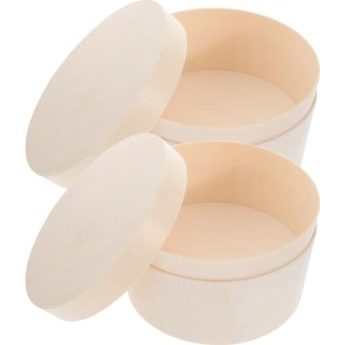 2pcs 4 Inch Round Cheese Cake Box Wood Birthday Festival Party Cake Carrier