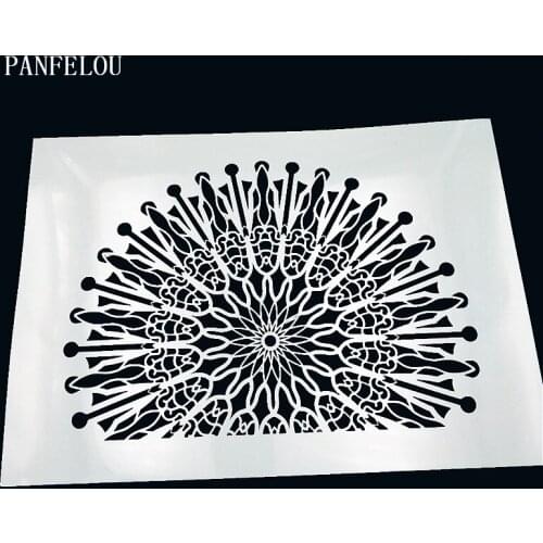 29.5*21cm Mechanical sun scrapbook stencils spray plastic mold shield DIY cake hollow Embellishment printing lace ruler