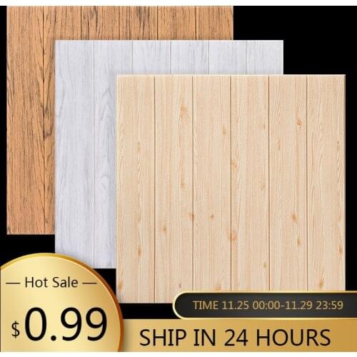 3d Wood Grain Wall Sticker Diy Easy Peel and Stick Wood Wall Paneling Waterproof Pe Foam Wallpaper for Living Room Tv Wall
