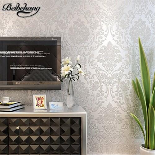 Beibehang Thick 3D Relief Damascus Nonwovens Stereo Wallpaper Video Background Living Room Bedroom European Wallpapers