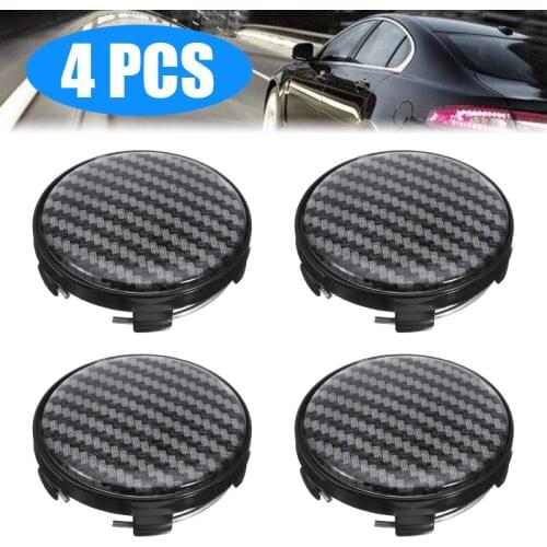 4Pcs 60mm Black Carbon Fiber Look Car Hub Wheel Center Cover Cap Car Emblem Hub Wheel Center Cap Cover Sticker Accessories