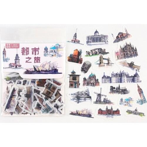 40 pcs /Bag City Travelling Diary Decorative Stickers Album Hand Account Notebook Decor