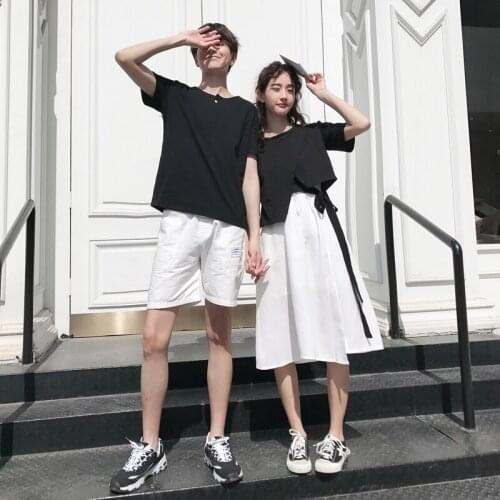 【 6612】2021 Couples wear irregular two-piece dress T-shirt for men and women couples clothes couples clothing