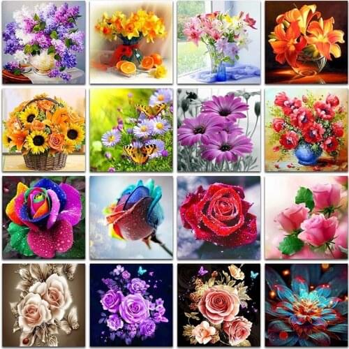 Full Drill Diamond Painting Flowers Diamond Mosaic Art Embroidery Rhinestone Picture Puzzle Toys Children Gifts Decor Small Size