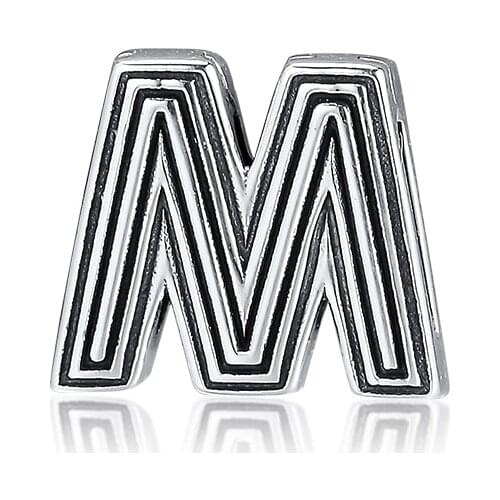 Fit Pandora Bracelets 26 Letters Clips Letter M Charms 925 Sterling Silver Original Beads for Women DIY Jewelry Making
