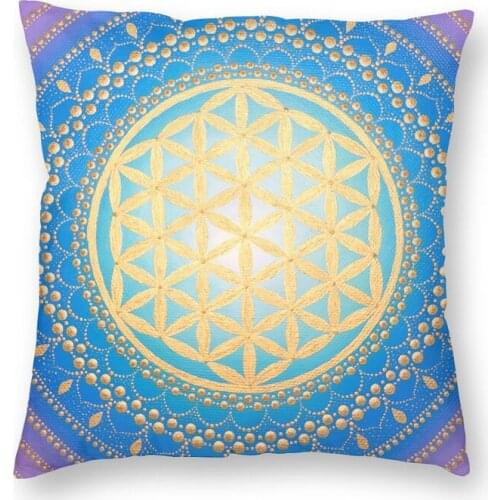 Flower Of Life Mandala On Canvas Square Pillowcover Home Decor Geometric Mandala Cushion Cover Throw Pillow For Car Double-Sided