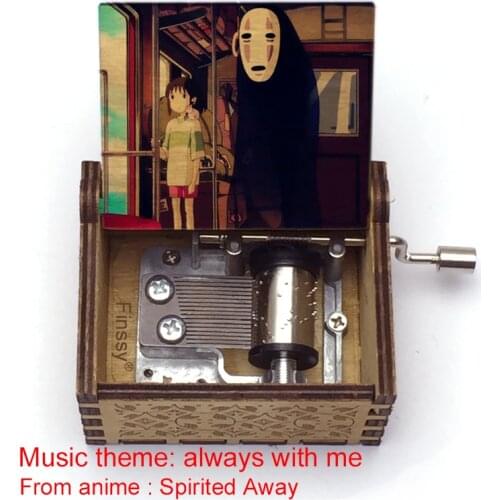 Wooden Hand ed Music Box chihiro color print Spirited Away music theme always with me Home Crafts Ornaments Decor Gift