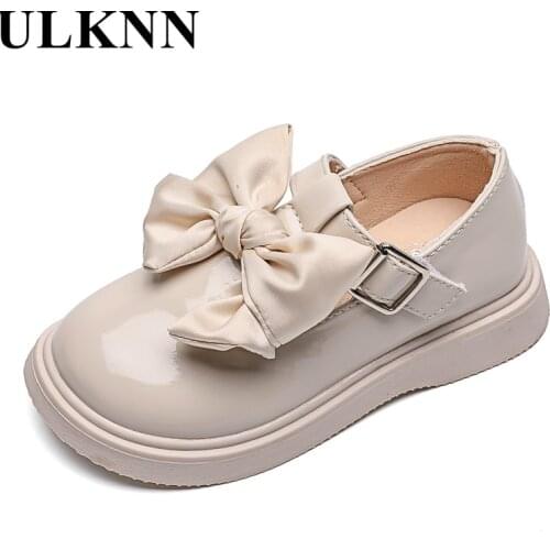 Childrens Girls Leather Shoes 2021 New Princess All-match Shoes Soft Sole Black Single Shoes Brogue Shoes Leather Shoe