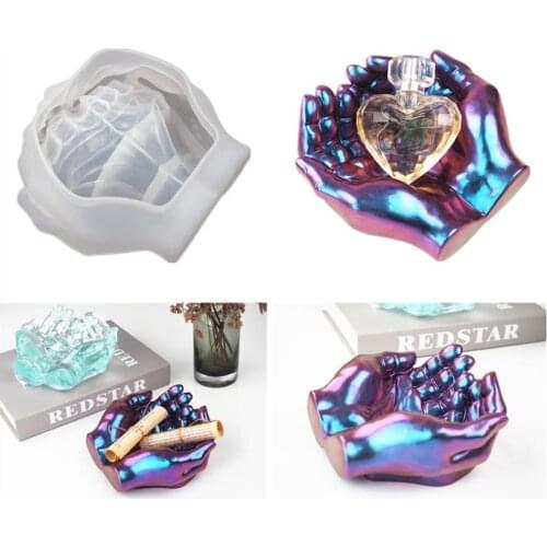 DIY Ashtray Resin Mold Epoxy Crystal Silicone Mold Two-hand Model Hand Dish Ashtray Mirror Epoxy Silicone Mold Home Decor