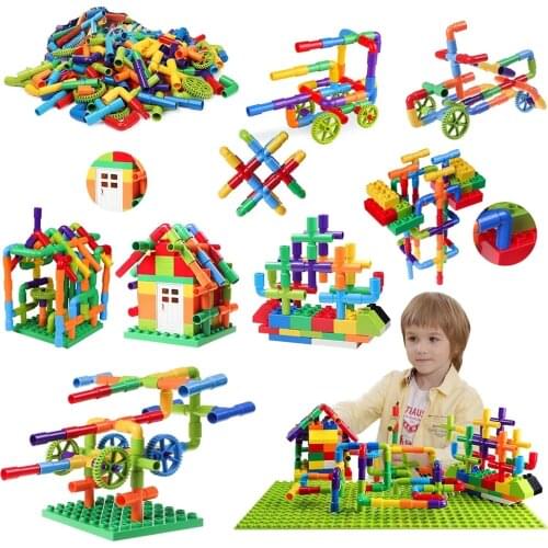 DIY Building Blocks Montessori Pipe Toys Educational Toys Dry Colorful Water Cycle Girls Architect Toys Kids Gifts