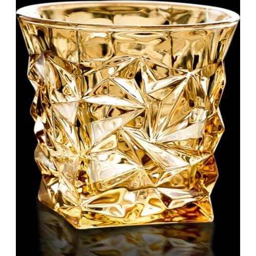 European-Style Household Wine Glass Large Crystal Glass Whiskey Cup Gold-Plated Distilled Beverage Brandy Beer Tea Cup