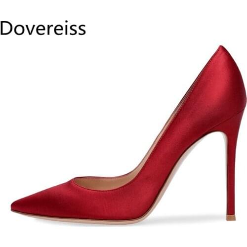 Dovereiss Fashion Womens Shoes summer New Elegant Slip on sexy Pumps Pink Red Sexy Office lady Party Shoes 33-45
