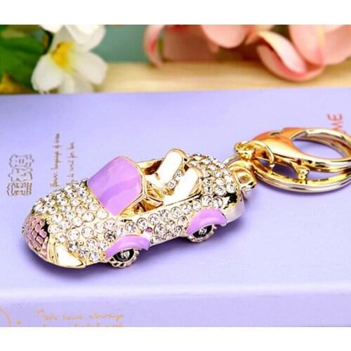Crystal car keychain party party small gift diamond lady bag pendant metal key chain ring explosion section wholesale